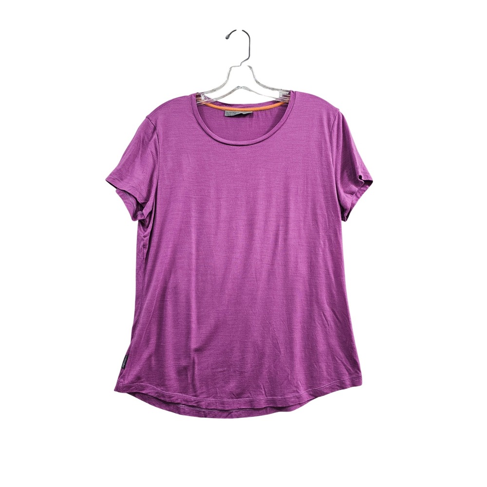 Icebreaker Cool-Lite T-Shirt Womens Large Purple Merino Wool Lyocell Activewear